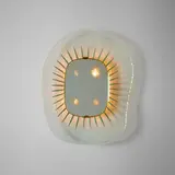 Max Ingrand, illuminated mirror, model 1657, 1958, chisel-cut, carved and polished crystal with silver details, mirrored glass, brass, enameled aluminum