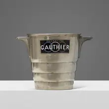 champagne bucket by Argit, c. 1920, silver-plated brass, lacquer, cast aluminum, sold Oct 2018