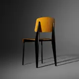 'Semi-Metal' chair, no. 305 by Jean Prouvé, 1950, enameled steel, beech plywood, aluminum, rubber, sold Oct 2018