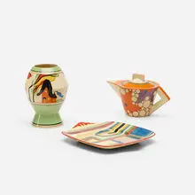 Clarice Cliff, tableware collection, c. 1935, hand-painted ceramic