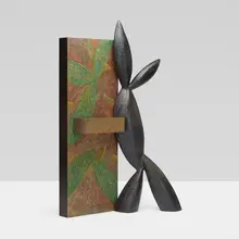 Stand in Rabbit by Wendell Castle, 1992, polychromed mahogany, ebonized mahogany veneer, maple veneer, stained sycamore veneer, white oak, sold Oct 2018