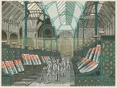 Untitled by Edward Bawden, 1965 linocut, sold Apr 2021
