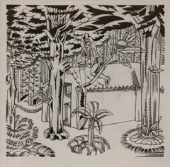 Untitled by Edward Bawden, pen and ink and collaged paper over pencil 17 x 17.5cm Exhibited: Dulwich Picture Gallery, sold Apr 2021
