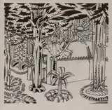 Edward Bawden, Untitled, pen and ink and collaged paper over pencil 17 x 17.5cm Exhibited: Dulwich Picture Gallery