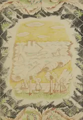 Untitled by Edward Bawden, The Oxford Almanack for 1957 lithograph 76 x 55cm (2) ., sold Apr 2021