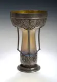 Loetz, Circa 1900, An Art Nouveau pewter mounted iridescent glass vase,