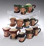 Royal Doulton, A set of twelve tiny character jugs,