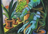Karl Schmidt-Rottluff, Philodendron und Clivia, 1947, Öl auf Leinwand