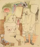 Pappi und Mammi by George Grosz, 1921, Aquarell und Tuschfeder auf Papier (aus einem großen Block), vom Künstler auf Karton montiert, sold May 2008