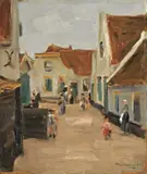 Max Liebermann, Dorfstraße in Noordwijk, 1905, Öl auf Pappe