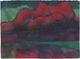 Emil Nolde, Rote Gewitterwolken, Aquarell und Tuschpinsel auf Japan