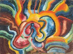 Wilhelm Morgner, Astrale Composition XVI, 1912, Öl auf Pappe