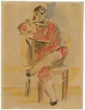 Pablo Picasso, Saltimbanque en costume rouge“. 1923 (?), Aquarell auf Papier