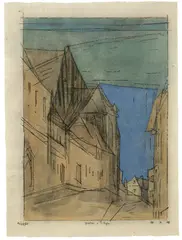 Treptow a. d. Rega by Lyonel Feininger, 1932, Aquarell, Tusche laviert und Tuschfeder auf Hahnemühle-Bütten, sold Jun 2016