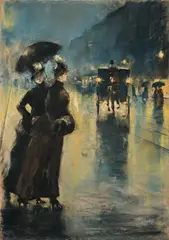 Lesser Ury, Nachtbeleuchtung, 1889, Pastell auf Pappe