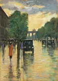 Lesser Ury, Unter den Linden mit Blick auf das Brandenburger Tor“. 1920er Jahre, Pastell auf Pappe
