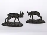 František Rous, Roe and Doe, First third of 20th century, Patinated bronze