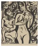 Zwei Akte Im Walde by Ernst Ludwig Kirchner, 1928, Woodcut on paper, sold Jun 2018