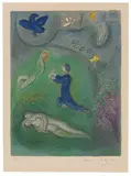 Daphnis et Lycénion (from Daphnis et Chloé) by Marc Chagall, 1961, Lithograph on Arches paper, sold Jun 2018