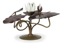 François-Xavier Lalanne, Bougeoir Nénuphar, 1973, Patinated bronze and Sèvres porcelain