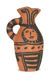 Pablo Picasso, Yan sun, 1963, Turned pitcher of red earthenware clay, engobe decoration engraved by knife