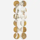 Eve plates, set of twelve by Piero Fornasetti, transfer-printed and gilt porcelain, sold Mar 2024