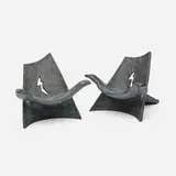 Wendell Castle, Bronze Miniature Chairs, set of two, 1991, patinated bronze