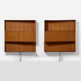 Gio Ponti, Wall-mounted cabinets, pair, c. 1950, mahogany veneer, brass