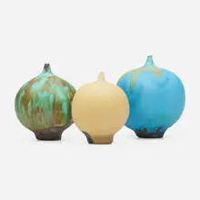 Collection of three Feelies by Rose and Erni Cabat, 1970-85, glazed stoneware, sold Mar 2024