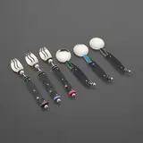 Mardi Jo Cohen, Collection of flatware, 1981-2013, sterling silver, nickel silver, Formica, rhinestone