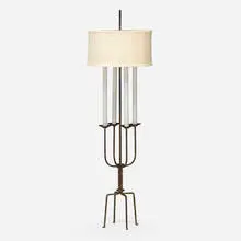Floor lamp, model 9 by Tommi Parzinger, c. 1955, enameled iron and steel, silk, sold Mar 2024