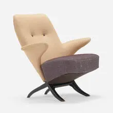Theo Ruth, Penguin lounge chair, 1957, upholstery, lacquered wood