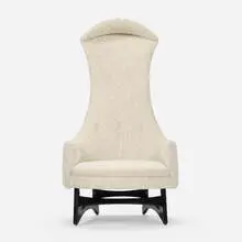 High Back lounge chair by Adrian Pearsall, c. 1965, upholstery, ebonized walnut, sold Mar 2024