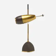 Oscar Torlasco, Table lamp, model 577, c. 1960, brass, lacquered brass, metal