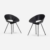 Donald Knorr, Chairs model 132U, pair, 1948, enameled steel