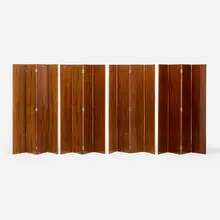 Folding screens, set of four by Jules Leleu, c. 1940, rosewood, sold Mar 2024