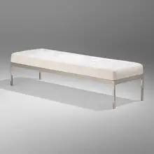 Brueton, Bench, c. 1970, stainless steel, upholstery
