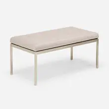 Bench by Florence Knoll, 1954, stainless steel, upholstery, sold Mar 2024