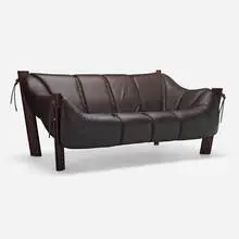 Sofa, model MP 211 by Percival Lafer, c. 1975, rosewood, leather, chrome-plated steel, sold Mar 2024