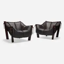 Percival Lafer, Lounge chairs model MP 211, pair, c. 1975, rosewood, leather, chrome-plated steel