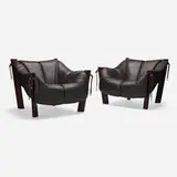 Percival Lafer, Lounge chairs model MP 211, pair, c. 1975, rosewood, leather, chrome-plated steel