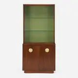 Gilbert Rohde, Paldao Group cabinet, model 4190, 1941, paldao, leatherette, glass, bronze
