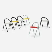 Giorgio Cattelan, Folding chairs, set of six, c. 1975, enameled steel
