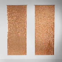 Paco Rabanne, Space curtains, pair, c. 1975, plasticized copper, chrome-plated steel, plastic