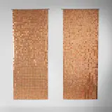 Paco Rabanne, Space curtains, pair, c. 1975, plasticized copper, chrome-plated steel, plastic