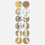 Adamo plates, set of twelve by Piero Fornasetti, transfer-printed and gilt porcelain, sold Mar 2024