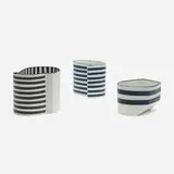 Bodil Manz, Collection of three vessels, 2002, transfer-decorated porcelain