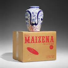 Eduardo Sarabia, A thin line between love and hate 37, 2005, hand-painted earthenware, screenprinted cardboard, tape