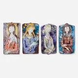 Ugo Lucerni, Four Seasons plaques, set of four, c. 1960, glazed earthenware