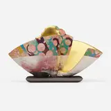 Bennett Bean, Pair on Base No. 1510, c. 2000, pit-fired, painted, and gilt earthenware, painted MDF base